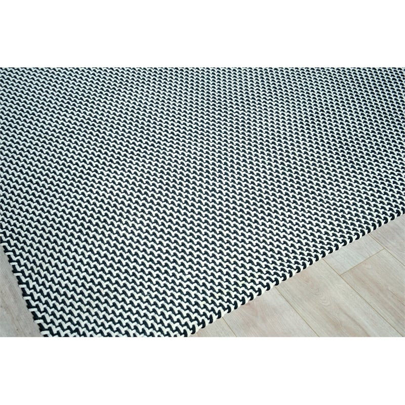 Harbor Flatweave Polypropylene White/Black 9'x12' Area Rug