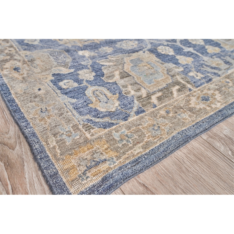 Heirloom Hand-Knotted New Zealand Wool Blue 10'x14' Area Rug