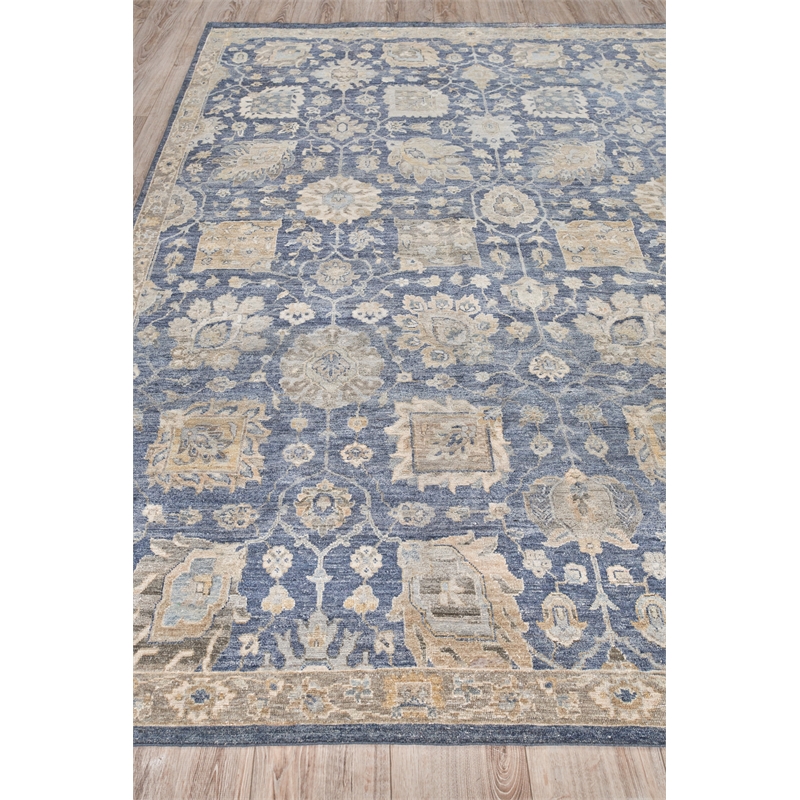 Heirloom Hand-Knotted New Zealand Wool Blue 10'x14' Area Rug