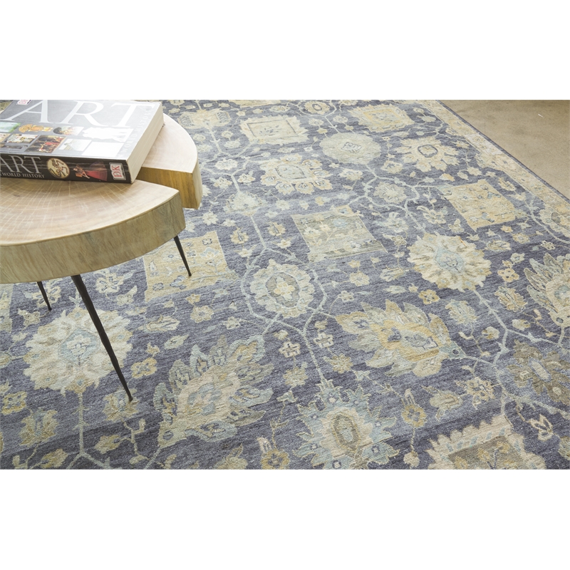 Heirloom Hand-Knotted New Zealand Wool Blue 10'x14' Area Rug