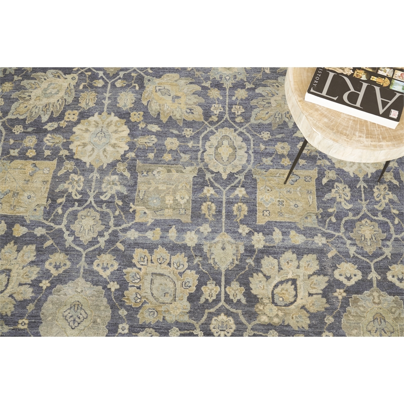 Heirloom Hand-Knotted New Zealand Wool Blue 10'x14' Area Rug