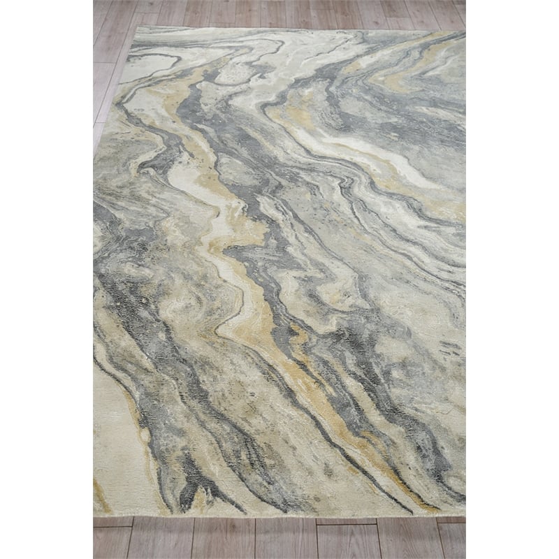 Gianni Handloomed Wool/Bamboo Silk Gray/Gold 8'x10' Area Rug