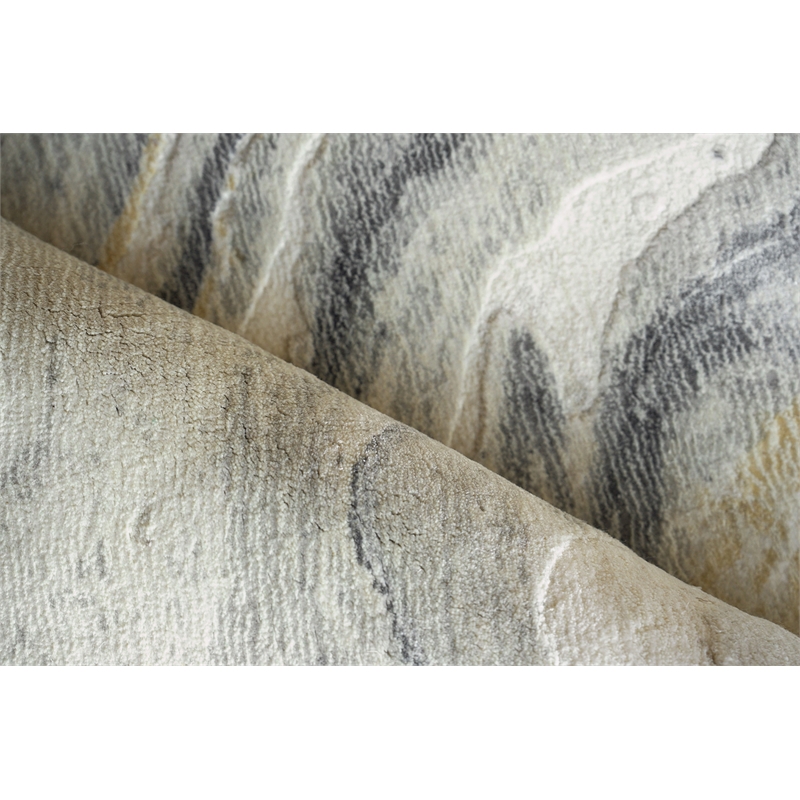 Gianni Handloomed Wool/Bamboo Silk Gray/Gold 9'x12' Area Rug