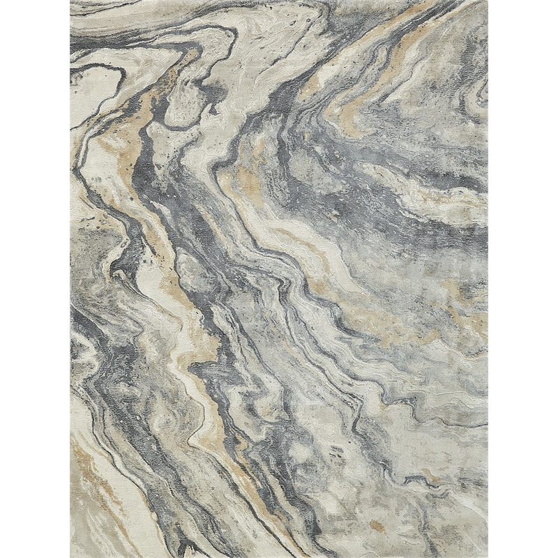 Gianni Handloomed Wool/Bamboo Silk Gray/Gold 9'x12' Area Rug