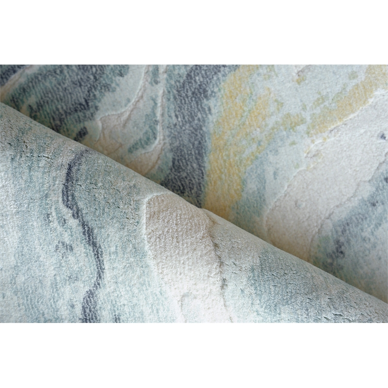 Gianni Handloomed Wool/Bamboo Silk Blue/Gold 14'x18' Area Rug