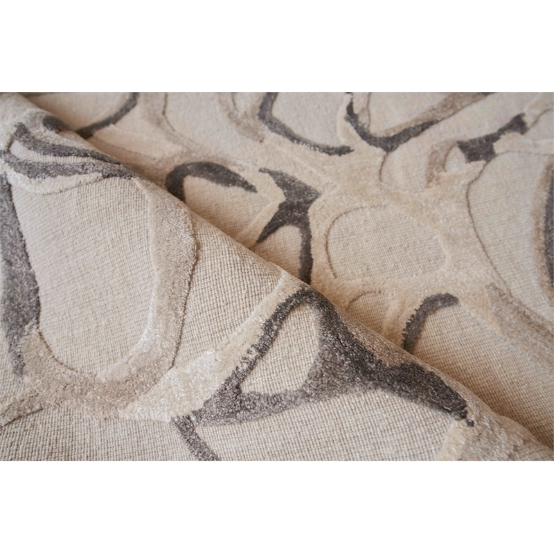 Goudy Handloomed Wool/Bamboo Silk Coco Brown/Cappuccino/Cream 6'x9' Area Rug