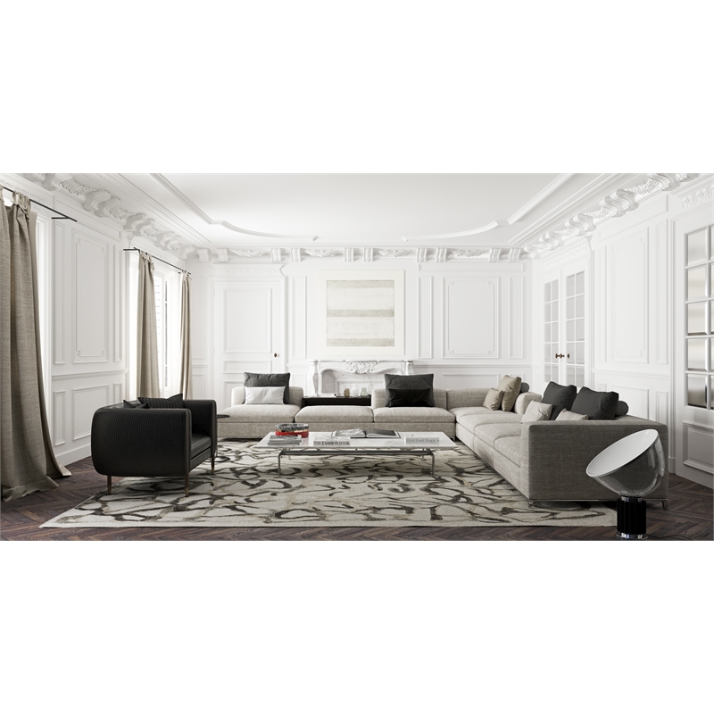 Goudy Handloomed Wool/Bamboo Silk Coco Brown/Cappuccino/Cream 6'x9' Area Rug