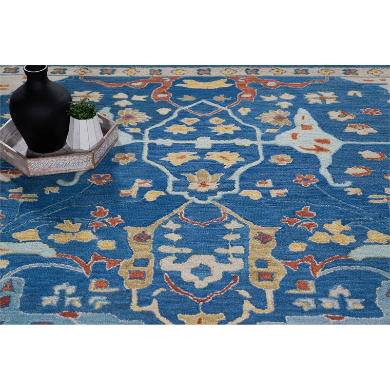 Hamilton Hand-Tufted New Zealand Wool Navy/Multi 15'x20' Area Rug