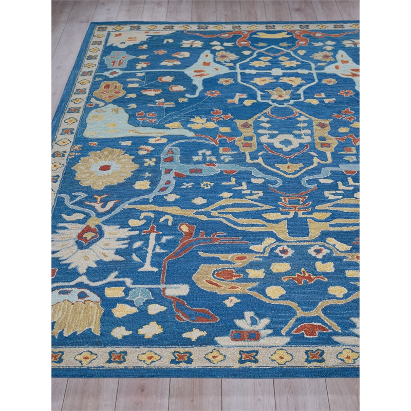 Hamilton Hand-Tufted New Zealand Wool Navy/Multi 6'x9' Area Rug