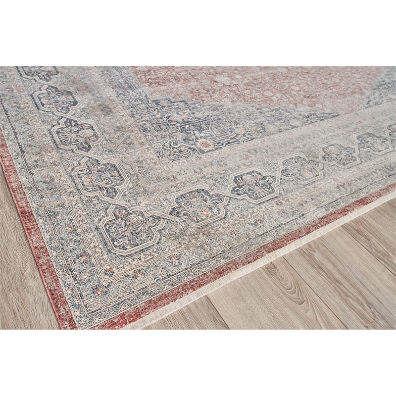 Heritage Power Loom Polyester/Acrylic Red/Navy 12'x15' Area Rug
