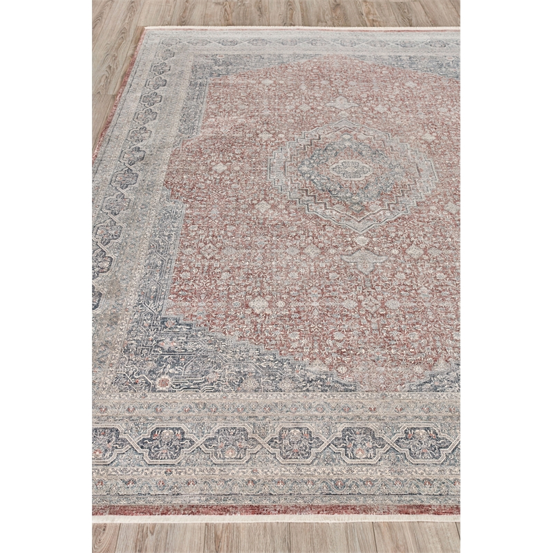 Heritage Power Loom Polyester/Acrylic Red/Navy 12'x15' Area Rug