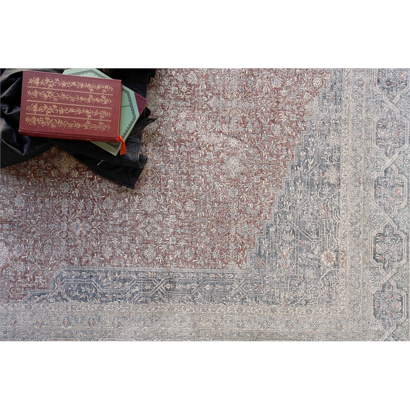 Heritage Power Loom Polyester/Acrylic Red/Navy 12'x15' Area Rug