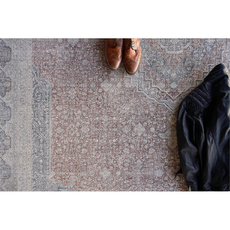 Heritage Power Loom Polyester/Acrylic Red/Navy 12'x15' Area Rug