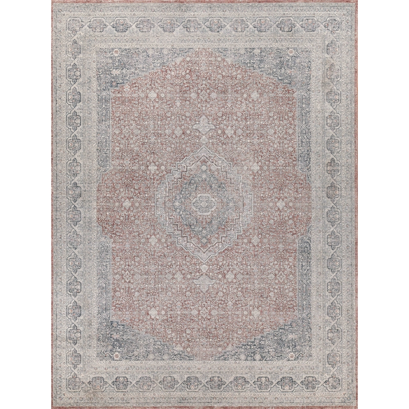Heritage Power Loom Polyester/Acrylic Red/Navy 12'x15' Area Rug