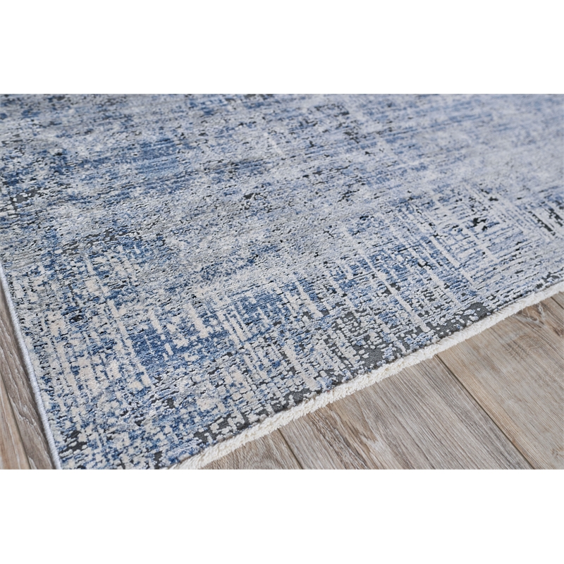 Intrigue Power Loom Polyester/Acrylic Gray/Blue 8'x10' Area Rug