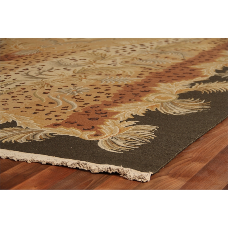 Jungle Flatweave New Zealand Wool White/Beige 6'x6' Round Area Rug
