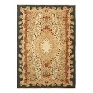 Jungle Flatweave New Zealand Wool White/Beige 6'x6' Round Area Rug