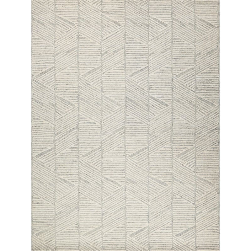 Kascata Hand-Tufted New Zealand Wool Silver/Ivory 5'x8' Area Rug