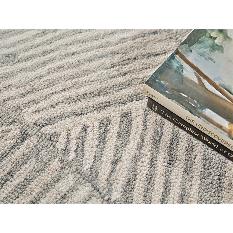 Kascata Hand-Tufted New Zealand Wool Silver/Ivory 8'x10' Area Rug