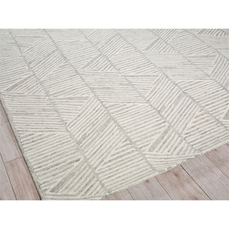 Kascata Hand-Tufted New Zealand Wool Silver/Ivory 9'x12' Area Rug