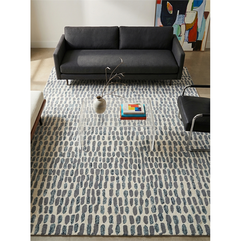 Ink Blot Hand-Tufted New Zealand Wool Black/Gray 2'x3' Area Rug