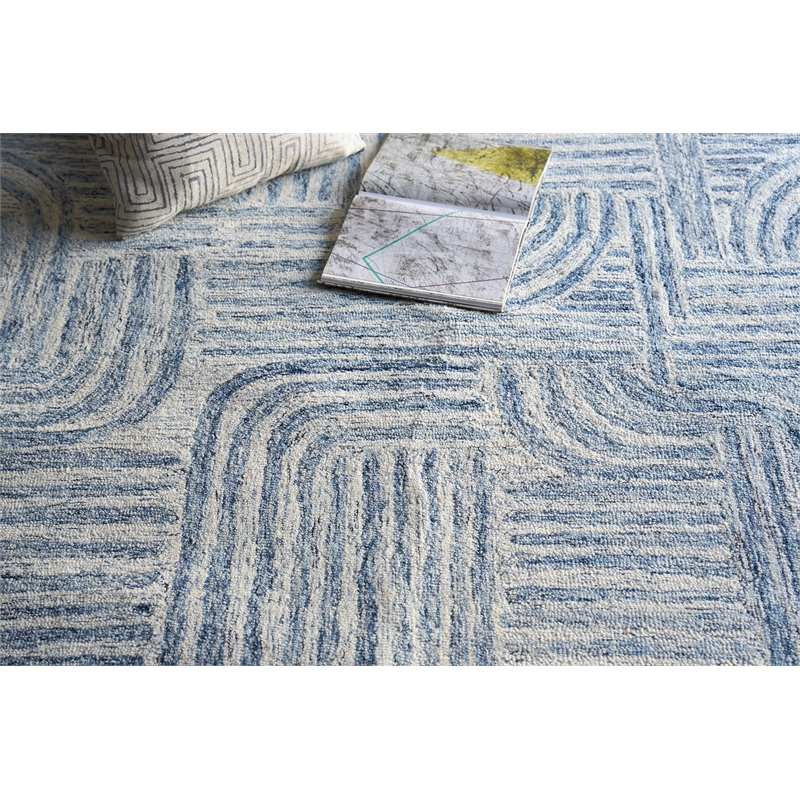 Juno Hand-Tufted New Zealand Wool Blue/Ivory 14'x18' Area Rug