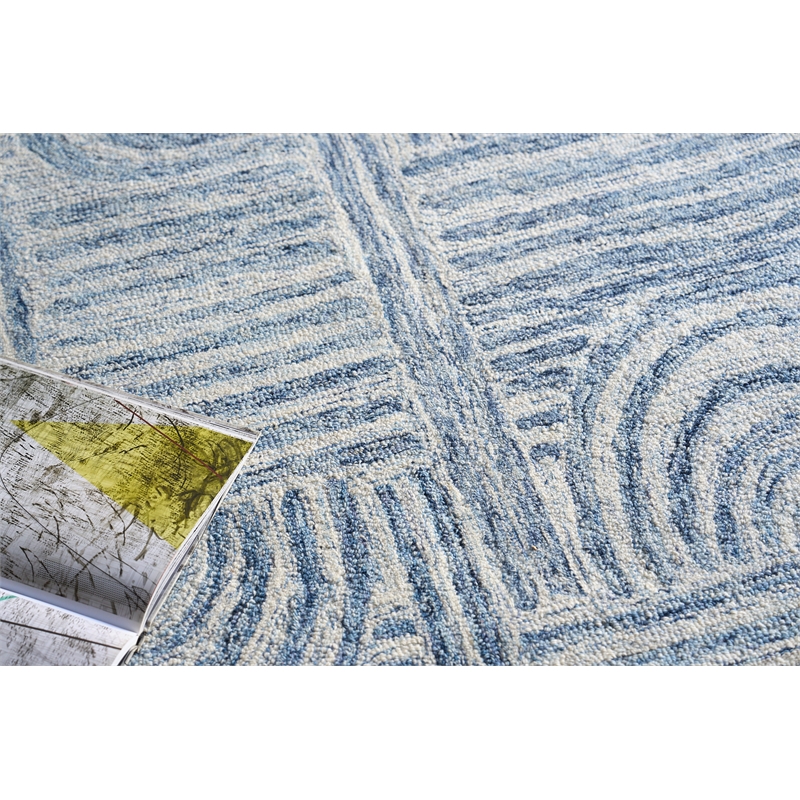 Juno Hand-Tufted New Zealand Wool Blue/Ivory 5'x8' Area Rug
