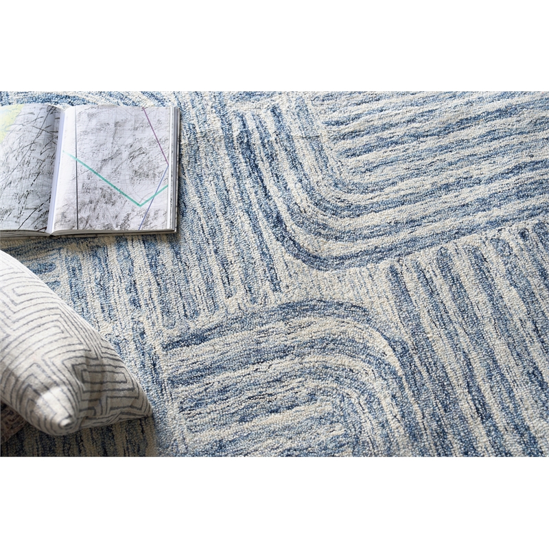 Juno Hand-Tufted New Zealand Wool Blue/Ivory 8'x10' Area Rug