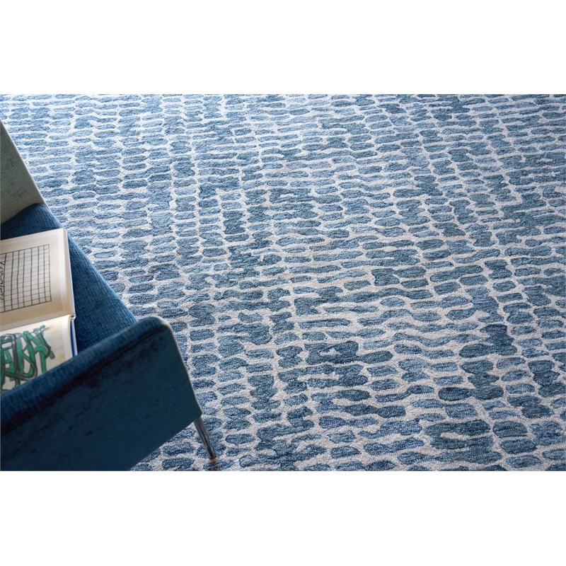 Ink Blot Hand-Tufted New Zealand Wool Navy 15'x20' Area Rug