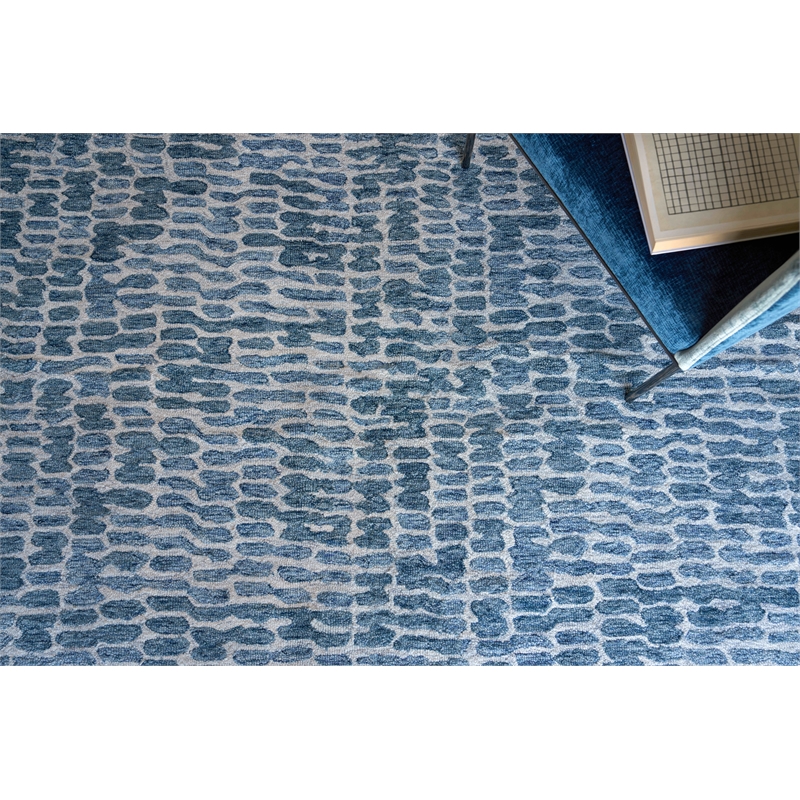 Ink Blot Hand-Tufted New Zealand Wool Navy 5'x8' Area Rug