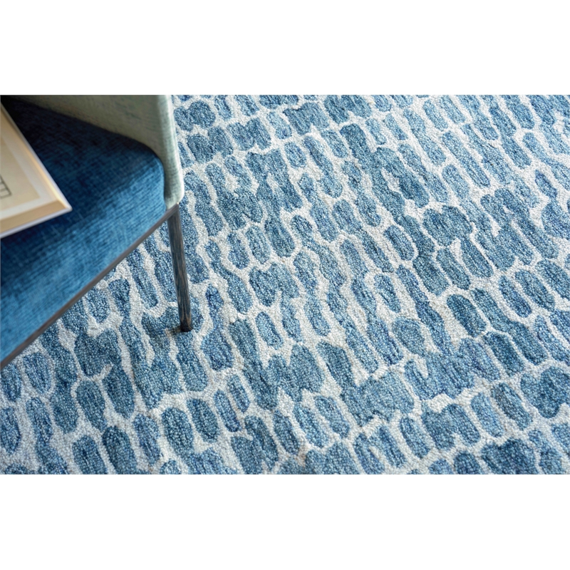 Ink Blot Hand-Tufted New Zealand Wool Navy 5'x8' Area Rug