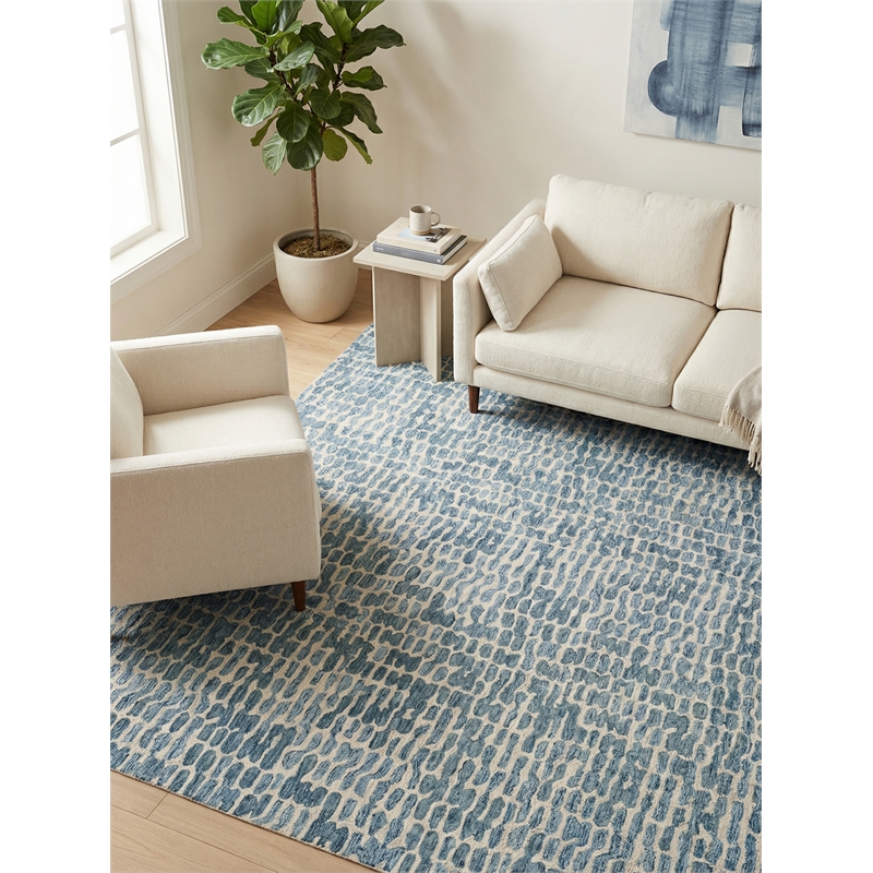 Ink Blot Hand-Tufted New Zealand Wool Navy 5'x8' Area Rug