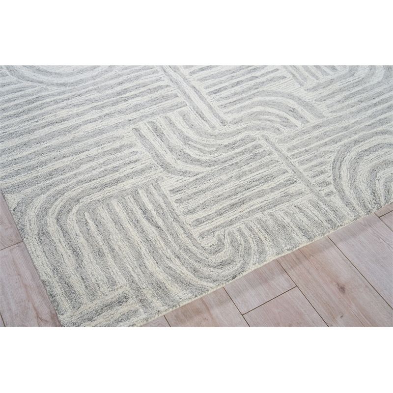 Juno Hand-Tufted New Zealand Wool Gray/Ivory 5'x8' Area Rug