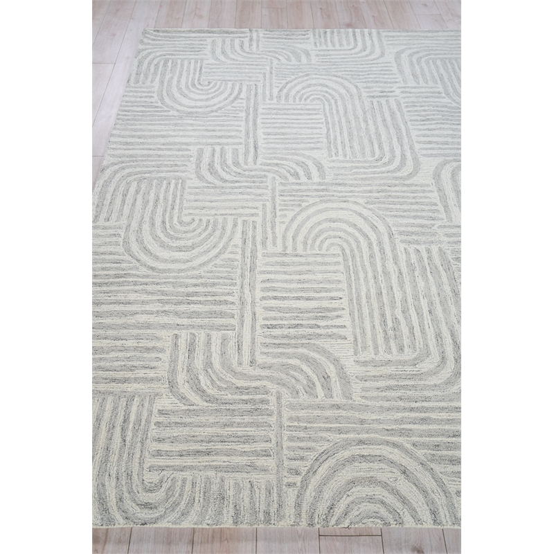 Juno Hand-Tufted New Zealand Wool Gray/Ivory 5'x8' Area Rug