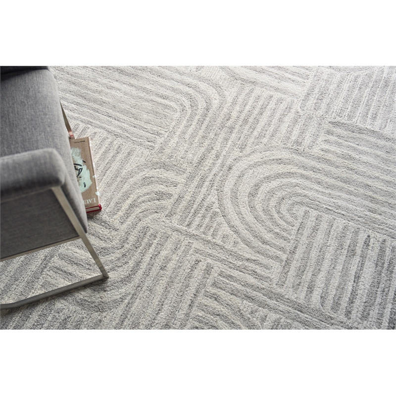Juno Hand-Tufted New Zealand Wool Gray/Ivory 5'x8' Area Rug