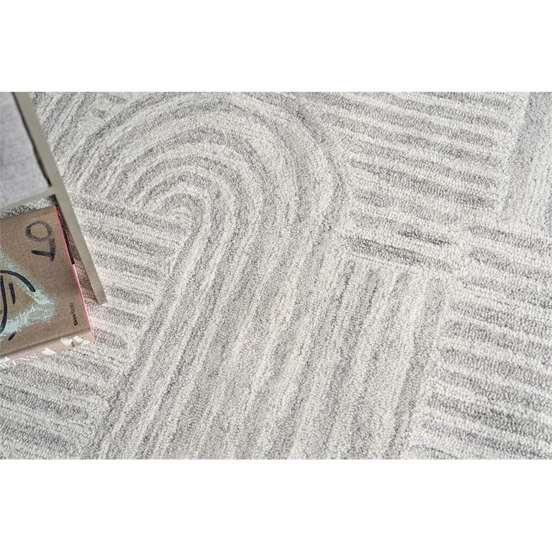 Juno Hand-Tufted New Zealand Wool Gray/Ivory 5'x8' Area Rug