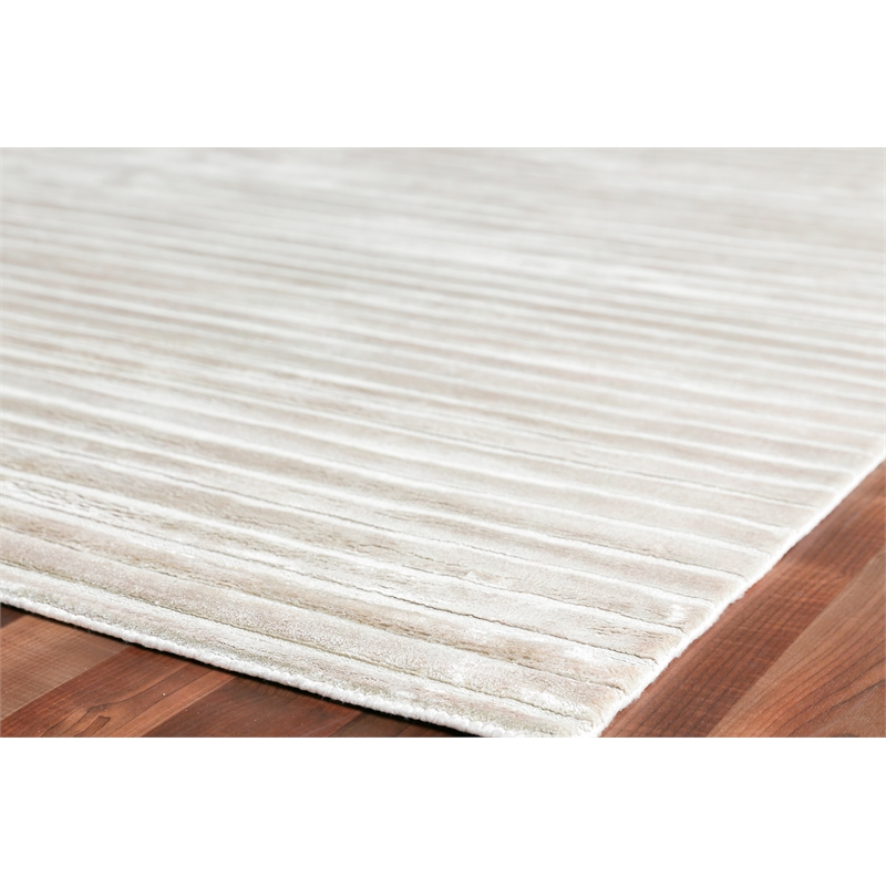 High Low Handloomed Viscose Silver 10'x14' Area Rug