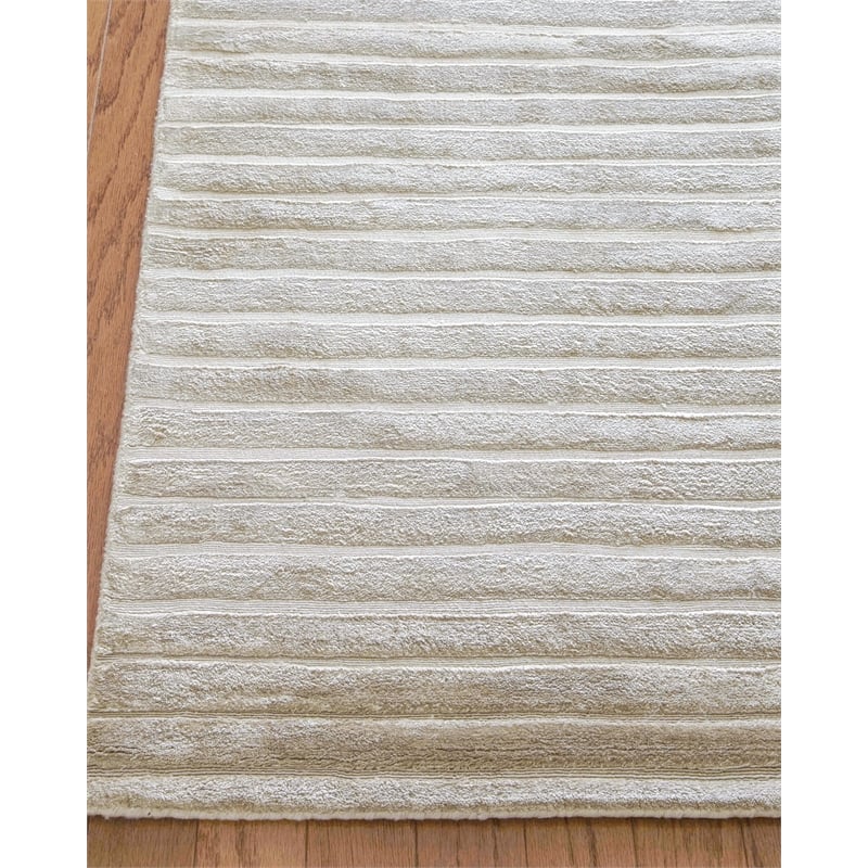 High Low Handloomed Viscose Silver 10'x14' Area Rug