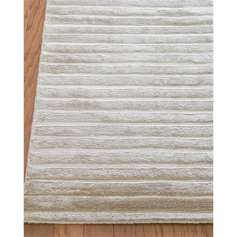 High Low Handloomed Viscose Silver 9'x12' Area Rug