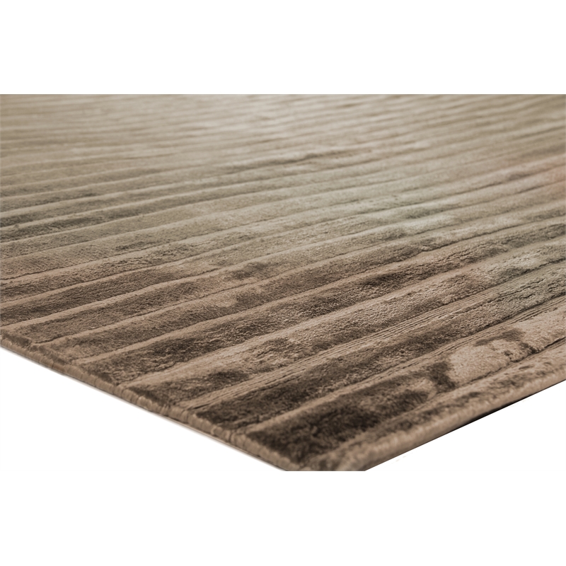 High Low Handloomed Viscose Khaki 12'x15' Area Rug