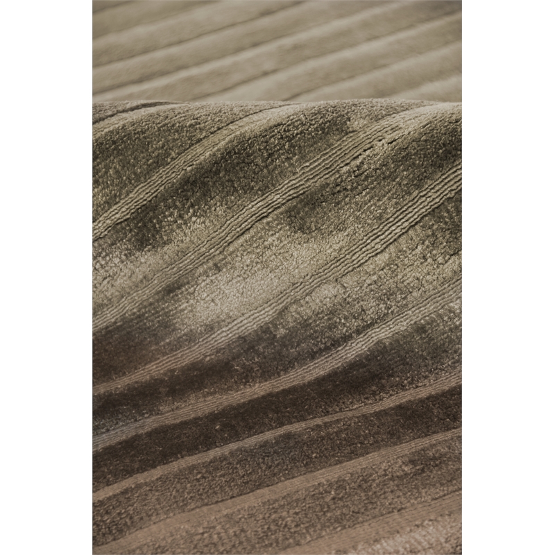 High Low Handloomed Viscose Khaki 12'x15' Area Rug