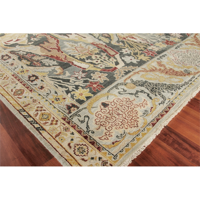 Jurassic Hand-Knotted New Zealand Wool Black/Beige 9'x12' Area Rug