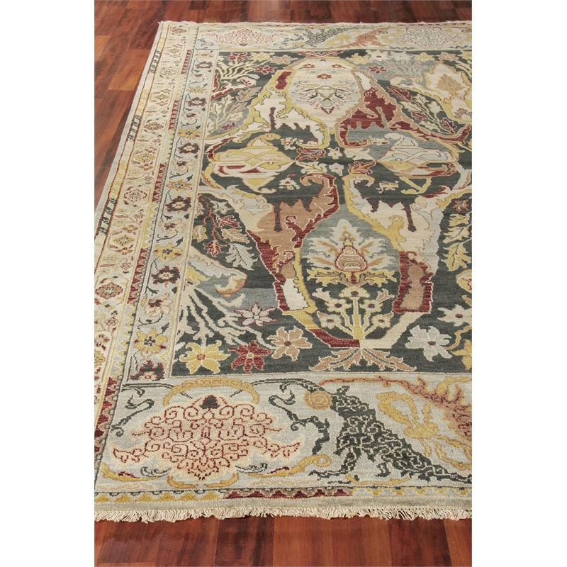 Jurassic Hand-Knotted New Zealand Wool Black/Beige 9'x12' Area Rug