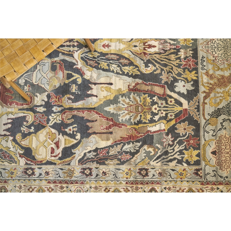 Jurassic Hand-Knotted New Zealand Wool Black/Beige 9'x12' Area Rug