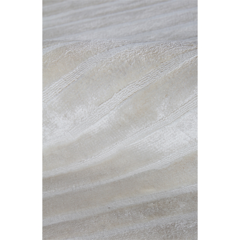 High Low Handloomed Viscose White 10'x14' Area Rug
