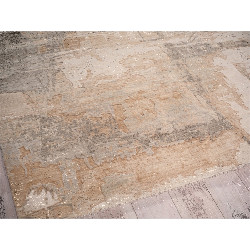 Infinity Power Loom Wool/Nylon Silver/Beige 6'x9' Area Rug