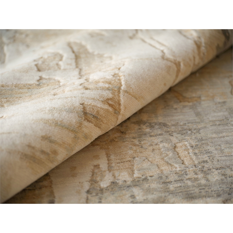 Infinity Power Loom Wool/Nylon Silver/Beige 6'x9' Area Rug