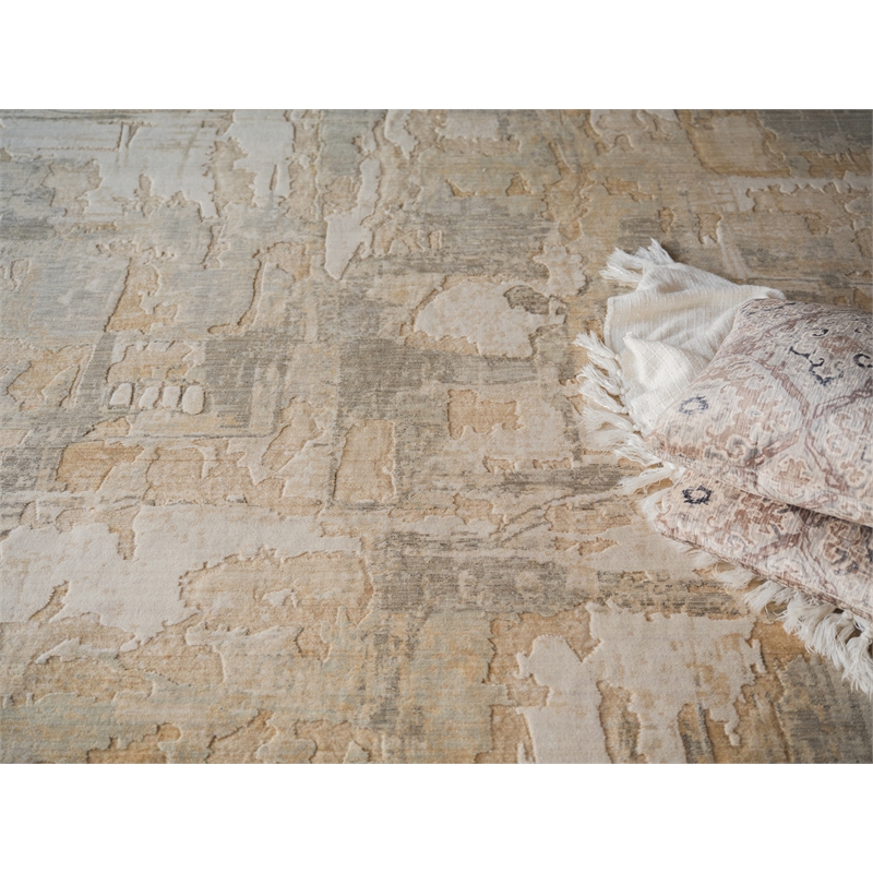 Infinity Power Loom Wool/Nylon Silver/Beige 6'x9' Area Rug