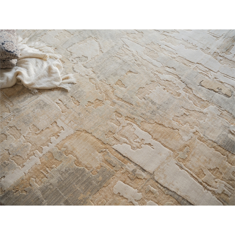 Infinity Power Loom Wool/Nylon Silver/Beige 6'x9' Area Rug
