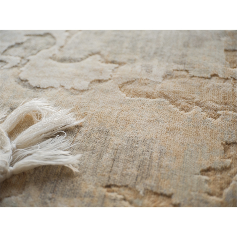 Infinity Power Loom Wool/Nylon Silver/Beige 6'x9' Area Rug
